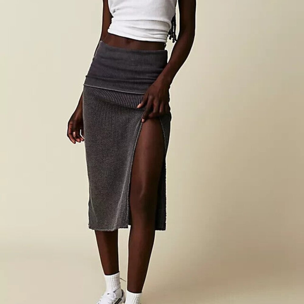 Free People FP One Pari Midi Skirt Pull On Textured Tempest XS